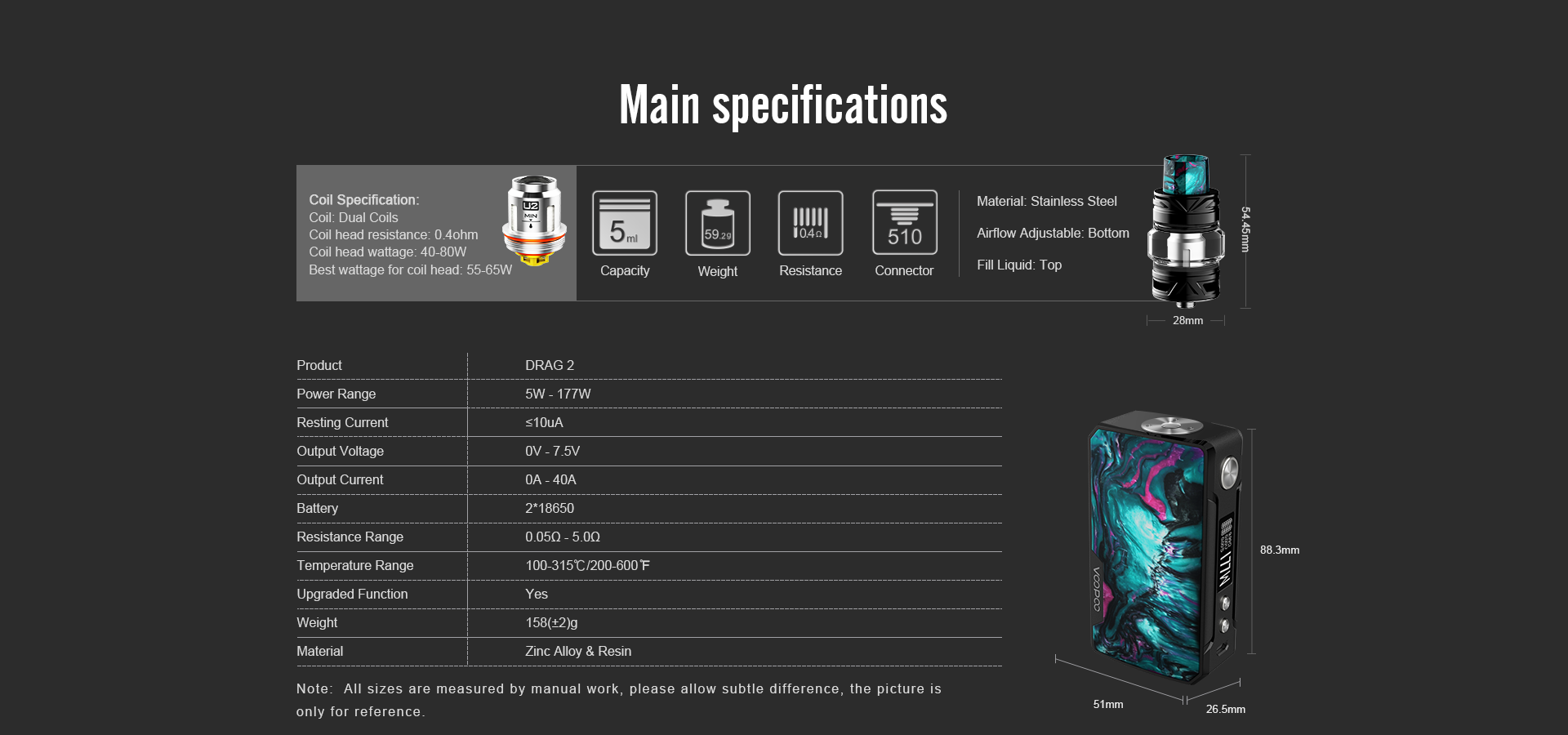 drag 2 main specification