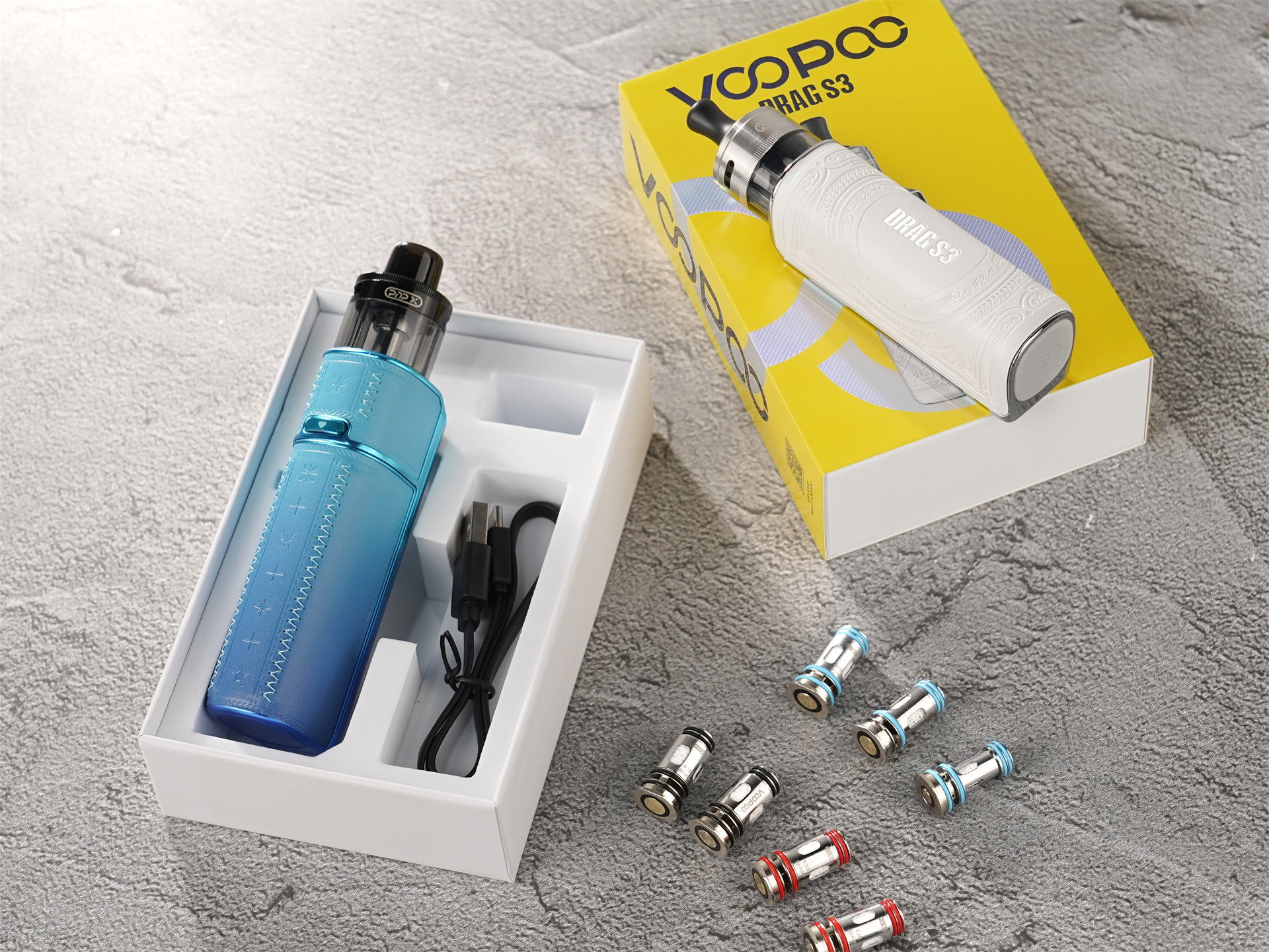 A composition of VOOPOO DRAG X3 and S3 Pod Mods alongside PnP X coils, representing the combination of modern devices and authentic coils for reliable daily use.