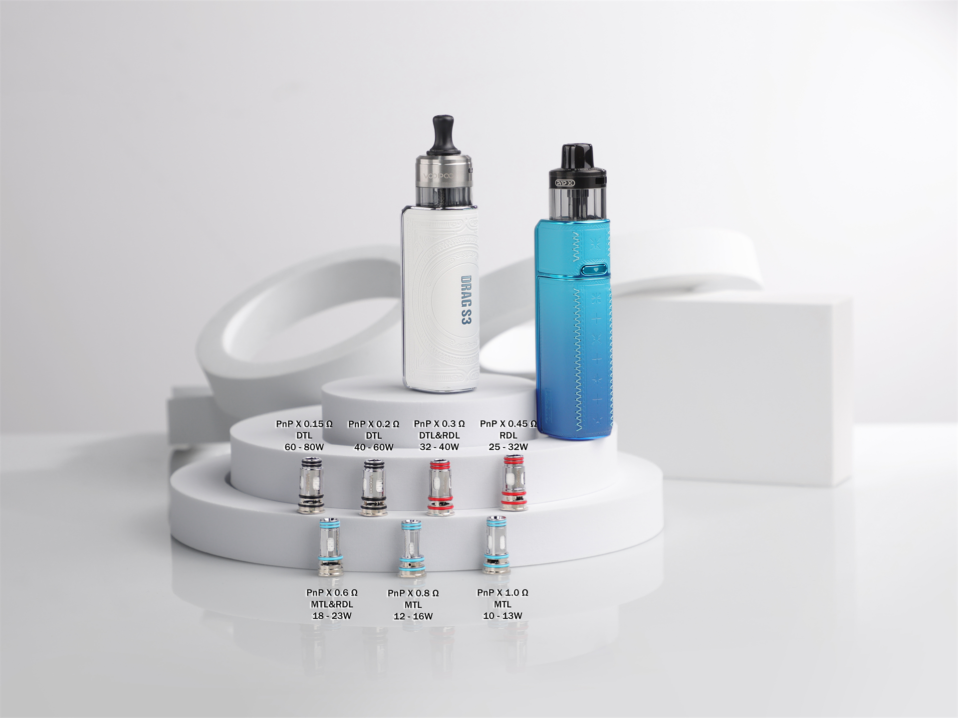 VOOPOO DRAG S3 and DRAG X3 devices with PnP X coil system