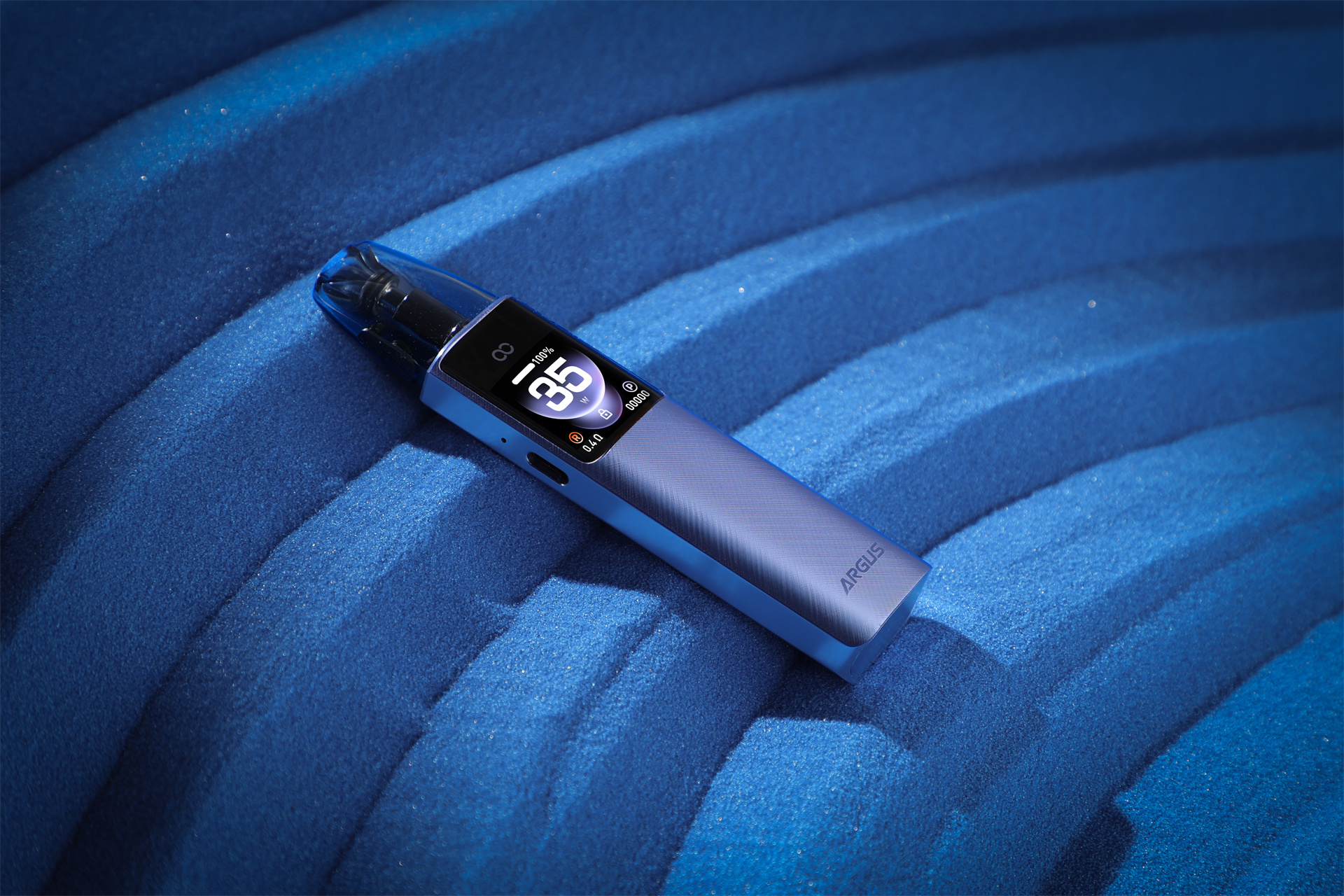 VOOPOO ARGUS G4 pod system with 1650mAh high-density battery and 35W max output featuring Multi-Ohm cartridge with switchable 0.4Ω 0.7Ω 1.0Ω resistance options